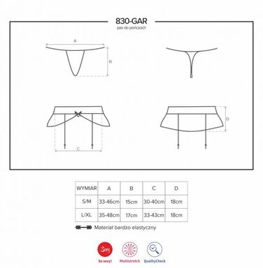 Пояс для панчіх чорний Obsessive 830-GAR-1 garter belt L / XL