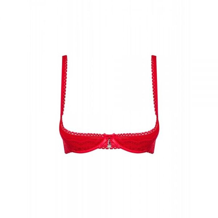 Бюстгальтер открытый Obsessive Lovica L/XL, красный