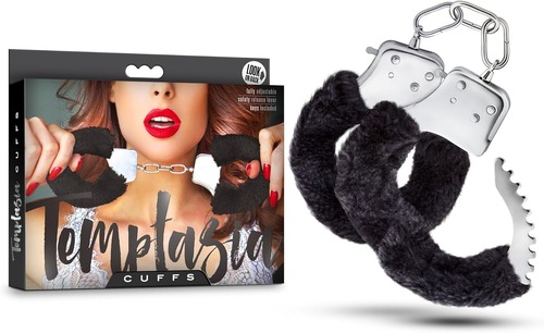 Наручники металлические Blush Temptasia с мехом, черные