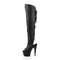 Сапоги Pleaser Adore-3019, каблук 7 дюймов, ботфорты с открытым носком и пяткой 2 3/4 дюйма, молния сбоку, чёрная искусственная кожа/чёрный