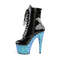 Чоботи Pleaser Adore-1020LG *7 дюймів на підборах, 2 3/4 дюйма до щиколотки, блискавка збоку, чорні/сині