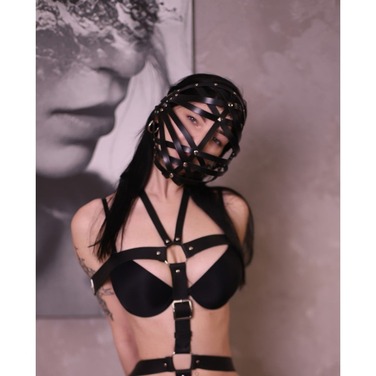 Маска на все лицо открытая из натуральной кожи, ручной работы Candy Hero MGRD2