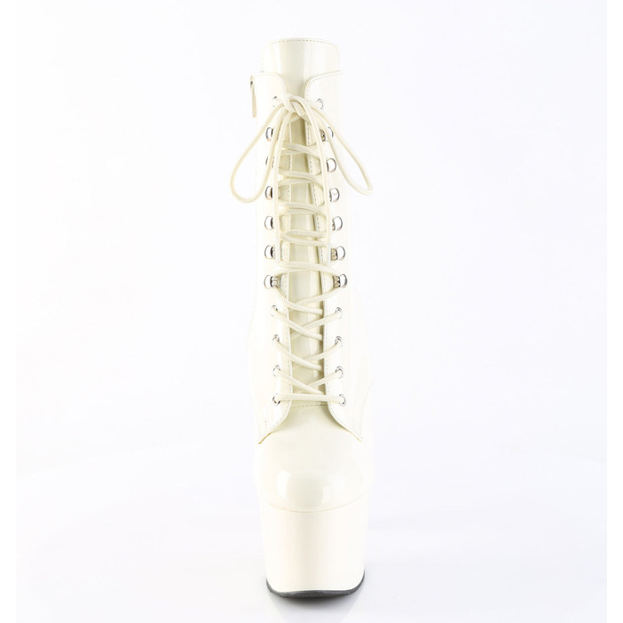 Ботинки Adore-1020, каблук 7 дюймов, ботинок с PF-застежкой на шнуровке спереди высотой 2 3/4 дюйма, молния сбоку, лакированная кожа цвета «сливовый»