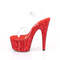 Босоніжки Pleaser Bejeweled-708DM на підборах 7 дюймів, босоніжки з ремінцем на щиколотці 2 3/4 дюйма з RS, прозорі/червоні