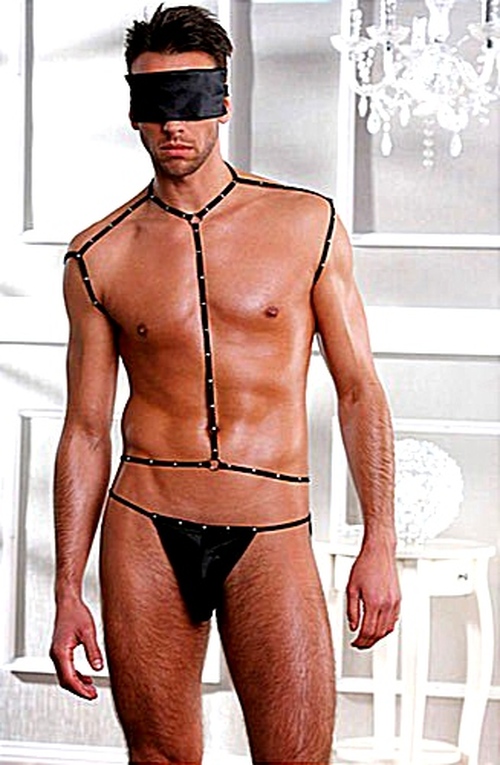 Эротический костюм Sunspice Нижнего (сабмиссив) из 3 предметов, черный