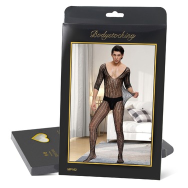 Комбинезон мужской черный с рисунком в полоску Star Night и открытым доступом, One Size