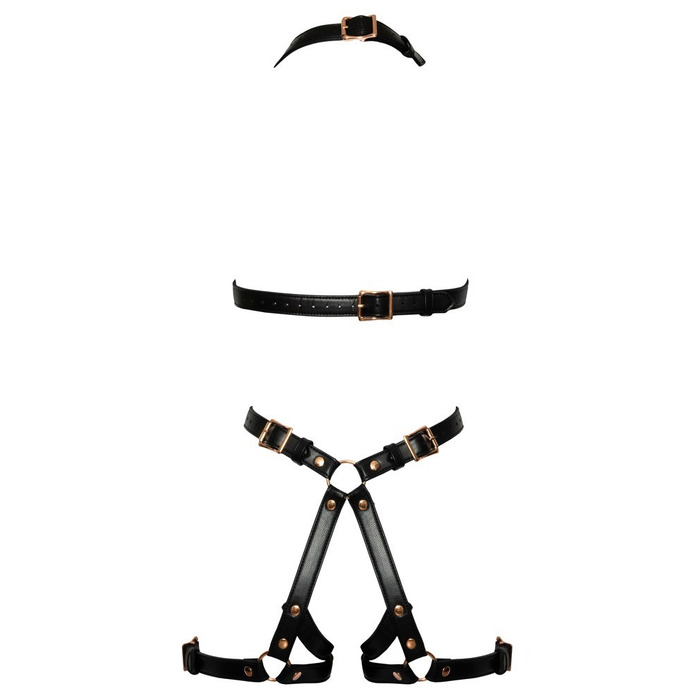 Боді-портупея з відкритим доступом Bad Kitty, чорна, розмір L/XL