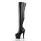 Сапоги Pleaser Adore-3000, каблук 7 дюймов, эластичные сапоги PF 6,5 см, молния сбоку, чёрная искусственная кожа/чёрный