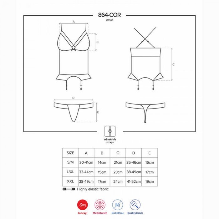 Комплект Obsessive 864-COR-1i корсет та стрінги L/XL