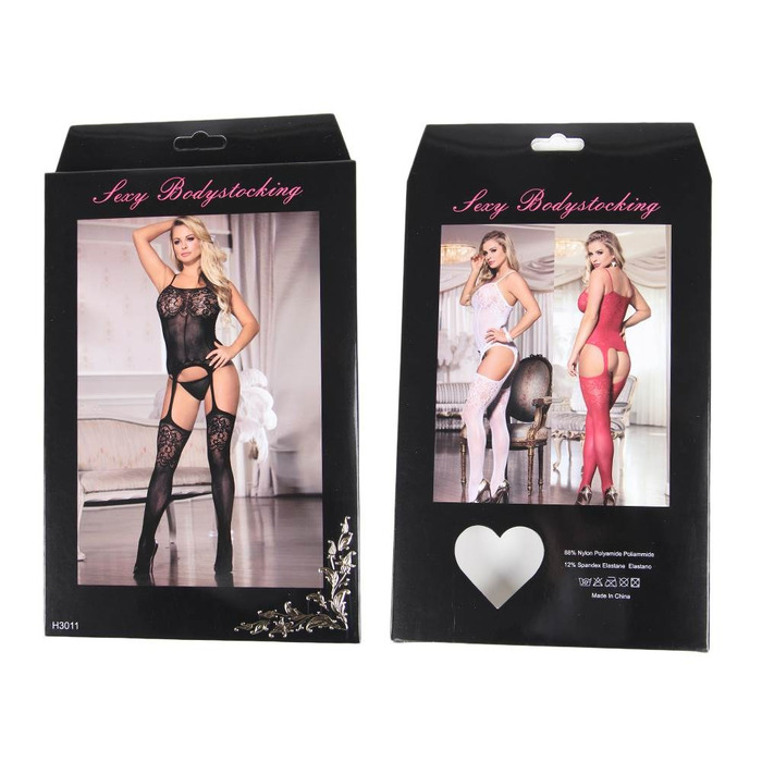 Комбинезон прозрачный Star Night Foxy Suspender Style с имитацией чулок, черный