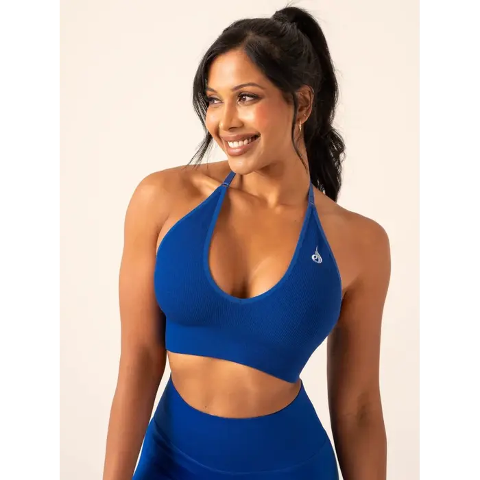 Топ Ryderwear Lift Rib Seamless Halter Sports Bra - Cobalt Blue