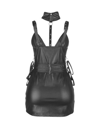 Платье из искусственной кожи и ремешками на руки и шею Star Night с трусиками, черный, М