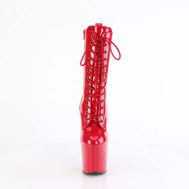 Ботинки Craze-1040 *8 дюймов, без каблука, 3 дюйма, PF, шнуровка спереди, молния внутри, красные
