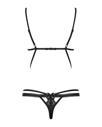 Боді мереживне зі стрепами Obsessive Wonderia чорний, S/M