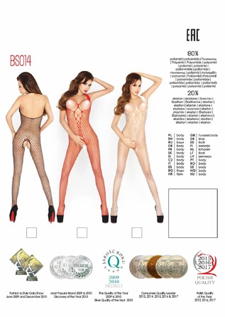 Бодістокінг BS014 Black Passion, велика сітка, чорний, S/L