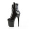 Ботинки Pleaser Flamingo-1020BLG, каблук 8 дюймов, 4-дюймовые PF-ботинки со шнуровкой спереди, молния сбоку, чёрный лак/синий глиттер