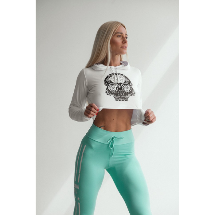 Cпортивна кофта WHITE CROPPED JACKET WITH SKULL