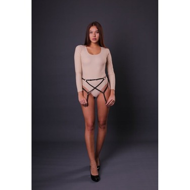 Пояс для панчох S4 Candy Hero, екошкіра, чорний, OS