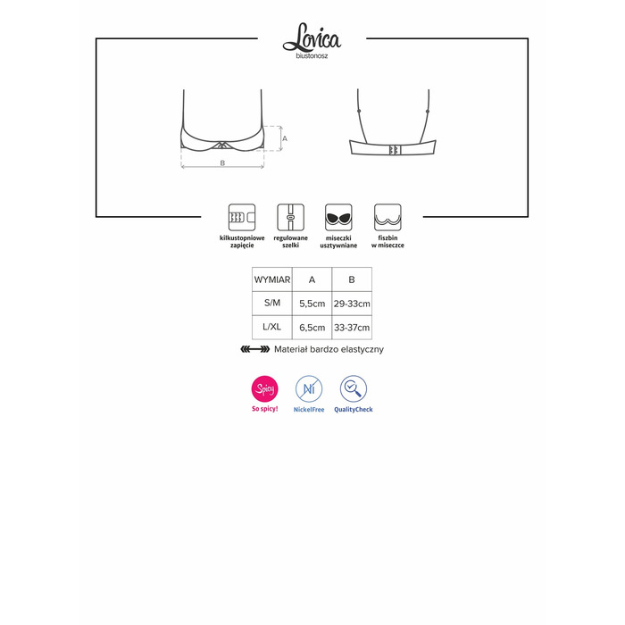Бюстгальтер открытый Obsessive Lovica L/XL, красный