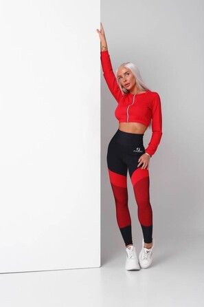 Топ спортивний Fitzona Red Jacket з блискавкою, компресійний для фітнесу та йоги