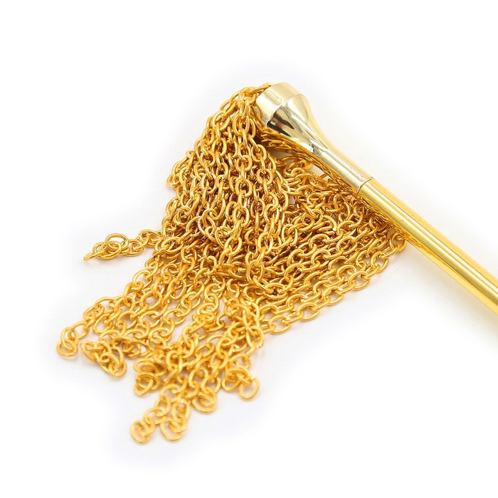 Перо для щекотания с металлическим кнутом DS Fetish золото Whip Sex Feather