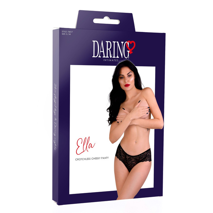 Трусики кружевные с открытым доступом Daring Intimates Ella, черный, S/M