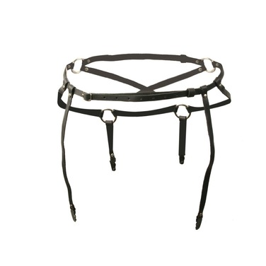 Пояс для чулок One Size S4, натуральная кожа, черный