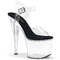 Босоніжки Pleaser Radiant-708 на підборах 7 дюймів, босоніжки з ремінцем на щиколотці 3 1/4 дюйма, чорні/прозорі