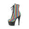 Чоботи Pleaser Adore-1020REFL-02 *7 дюймів на підборах, 2 3/4 дюйма на шнурівці спереду, збоку блискавка, різнокольорові/чорні