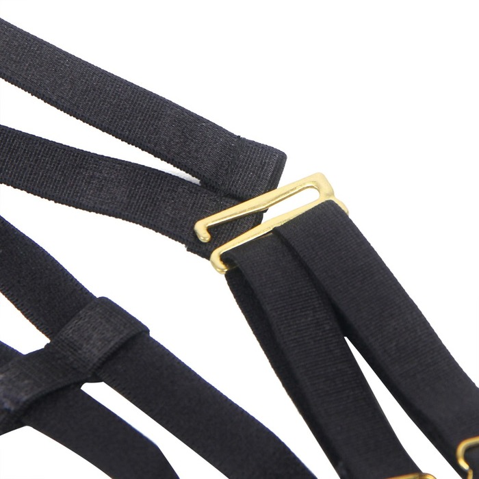 Чорний сексуальний оксамитовий комплект білизни Star Night з чокером та декоративною фурнітурою, M