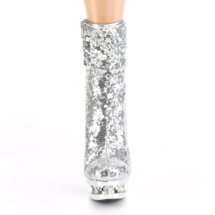 Ботинки Blondie-R-1009, каблук 6 дюймов, высота ботинок 3,5 см, расшитый пайетками, молния сбоку, серебристый/серебристо-хромированный