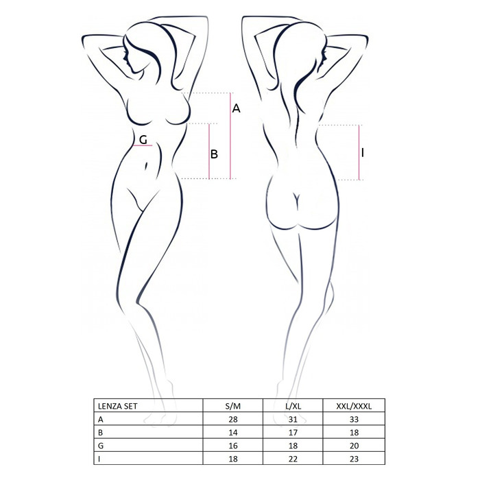 Корсет и стринги с шнуровкой LENZA SET black S/M - Passion