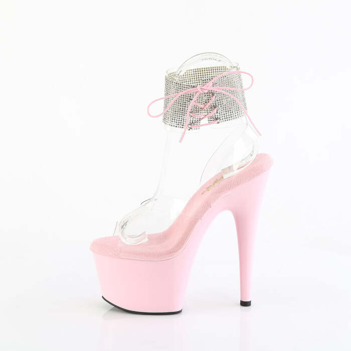 Босоножки Adore-791-2RS *Каблук 7 дюймов, 2 3/4 дюйма, PF, манжета на щиколотке, украшенная стразами, прозрачный/бледно-розовый