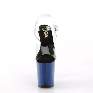 Босоніжки Flamingo-808 на підборах 8 дюймів, босоніжки з ремінцем на щиколотці 4 дюйми, прозорі/сині