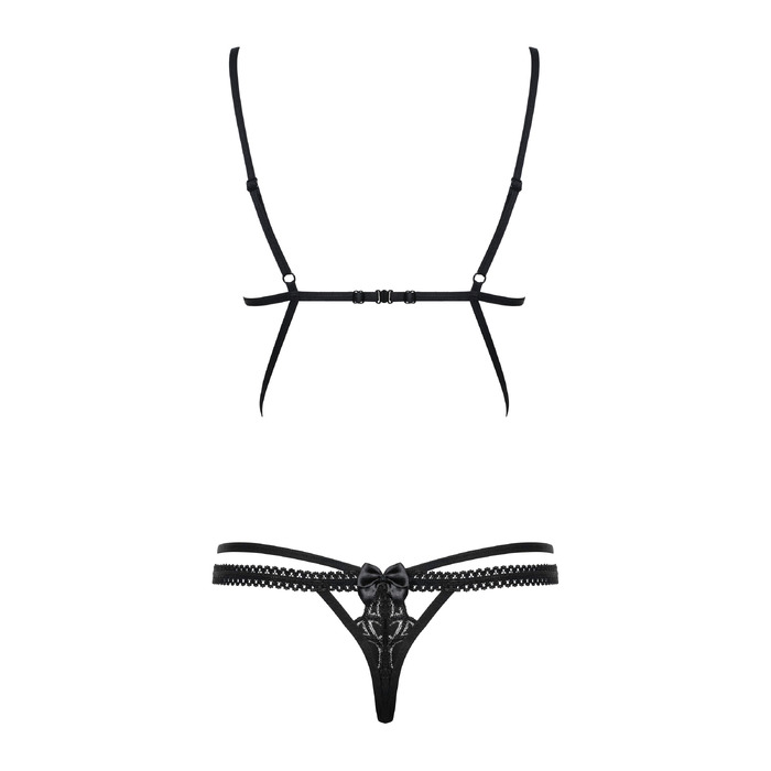 Боді мереживне зі стрепами Obsessive Wonderia чорний, S/M