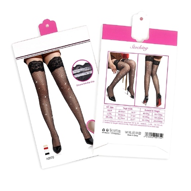 Панчохи в сіточку Star Night з мереживною коронкою та стразами, червоні, XS-M