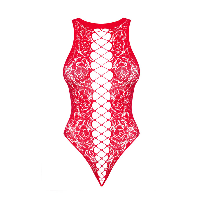 Боди с декоративными переплетениями Obsessive B120, красный, S/M/L