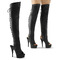 Сапоги Pleaser Delight-3019, каблук 6 дюймов, 3,5 см, PF, открытый носок/пятка, молния сбоку, чёрная искусственная кожа/чёрный