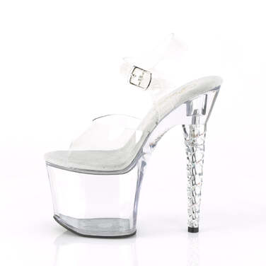 Босоніжки Unicorn-708RSH **7-дюймовий каблук-єдиноріг, босоніжки з ремінцем на щиколотці 3 1/4 дюйма з каблуком RS, прозорі