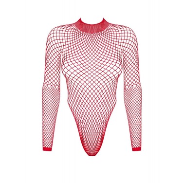 Боди-сетка Obsessive B126 с открытой спиной, красный, XL/XXL