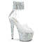 Босоножки Pleaser Bejeweled-724RS-02, каблук 7 дюймов, манжета на щиколотке 2 3/4 дюйма, с фиксатором, молния сзади, прозрачный/серебристый