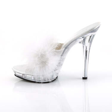Шлёпанцы Lip-101-8 **Каблук 5 дюймов, туфли из кожи марабу высотой 3/4 дюйма, белые/прозрачные