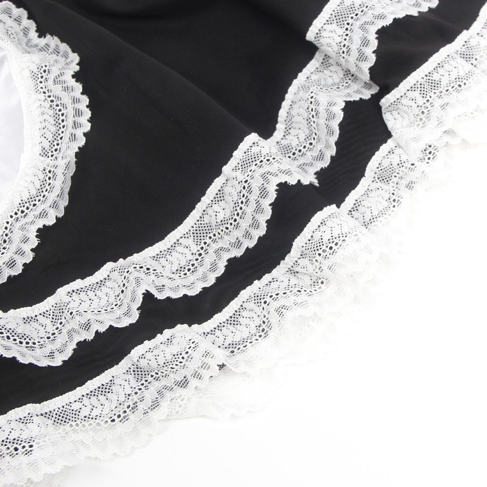 Костюм покоївки Star Night боді, спідниця міні з мереживом, обруч, чорний-білий, S
