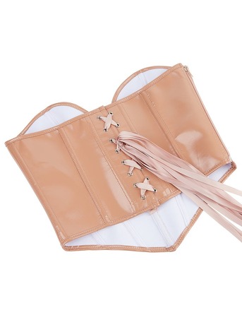 Корсет Star Night из лакированной кожи, на шнуровке, бежевый, M (без коробки)