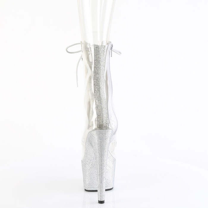 Ботильоны Bejeweled-1021C-2, каблук 7 дюймов, высота 2 3/4 дюйма, открытый носок, PF, боковая молния, прозрачный/серебристый