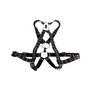 Портупея-бондаж Chisa BEHAVE! Luxury Fetish с декоративными заклепками, черная