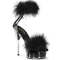 Босоніжки Pleaser Delight-624F на підборах 6 дюймів, босоніжки з хутра марабу 1 3/4 дюйма з манжетою на щиколотці, блискавка ззаду, прозорі/чорні