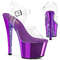 Босоніжки Pleaser Sky-308CHRS на підборах 7 дюймів, з ремінцем на щиколотці 2 3/4 дюйма, прозорі/фіолетові хромовані