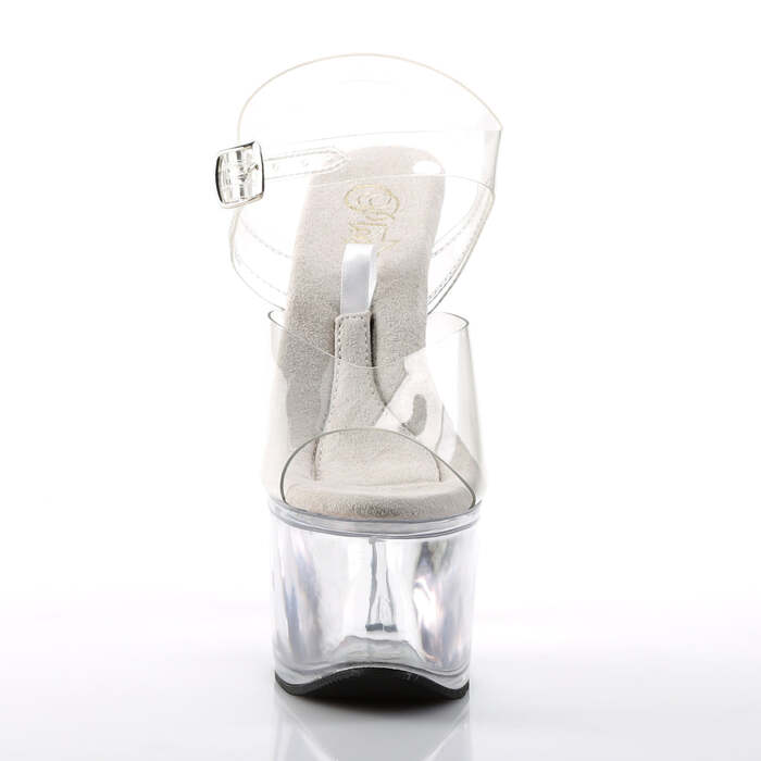 Босоніжки Treasure-708 на підборах 7 дюймів, з ремінцем на щиколотці 2 3/4 дюйма, прозорі
