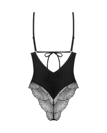 Боді Obsessive Lobellis мереживне, чорне, XS-S